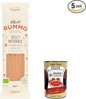 5 x Rummo Pasta Integrale Linguine N. 13, pilno grūdo makaronai, itališki makaronai, 500 g + Itališka gurmaniška Polpa 400 g
