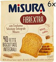 6 x "Misura Fibraextra Fat Biscottate" pilno grūdo duona "Rusks Baked Bread" 320 g