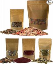 Akvariumo žuvų maisto rinkinys 5 rūšių 300 g - dribsniai, granulės, tabletės, dumblių plokštelės su spirulina - maistas dekoratyvinėms, dugninėms žuvims ir krevetėms