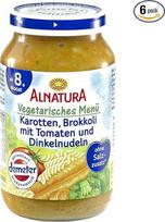 Alnatura Ekologiški morkų, brokolių, pomidorų ir speltų makaronai, nuo 8 mėnesio, 220g (6 vnt.)