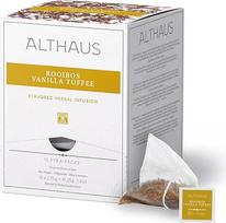 Althaus Tee ROOIBOS VANILLA TOFFEE ⋅ Rooibos Tee im Pyramidenbeutel PYRA PACK ⋅ Aromatisierter Kräutertee mit Vanille-Karamell-Geschmack ⋅ 15 x 2,75g