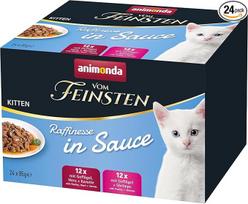 animonda Vom Feinsten Kitten Sophistication in Sauce, drėgnas kačiukų maistas augantiems kačiukams, kačių maistas padaže be grūdų ir cukraus, praktiški porcijų maišeliai, mišrainė (24 x 85 g)