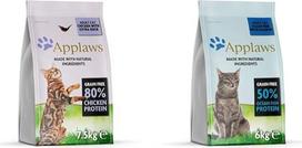 Applaws Complete Dry Food, Adult Cat, Grain Free Chicken with Extra Duck, 7,5 kg (1 pakuotė) & Complete and Grain Free Dry Adult Cat Food, Ocean Fish with Salmon, 6 kg maišelis