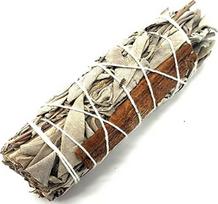 Baltasis šalavijas ir cinamonas - 10 cm ~ 20/30 g - Juvelyrinių dirbinių valymas - Aukščiausia kokybė iš Kalifornijos