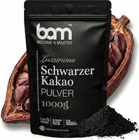 BAM juodosios kakavos milteliai - 100 % kakava, nesaldinti ir veganiški | Intensyvi juoda spalva sausainiams, pyragams, desertams ir glajams kepti - 1 kg