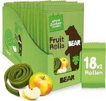 BEAR Apple Fruit Rolls, 100% natūralūs ingredientai, be pridėtinio cukraus, sveikas užkandis vaikams ir suaugusiesiems, 18 maišelių x 20 g, 360 g