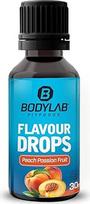 Bodylab24 Aromato lašeliai 30 ml Persikų pasifloros vaisiai, be kalorijų, cukraus ir riebalų, aromato lašeliai maistui saldinti, kavos sirupas, aromato lašeliai be dirbtinių dažiklių