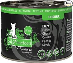 catz finefood Purrrr Pferd monoproteinų drėgnas ėdalas katėms N° 123, skirtas jautrioms mitybai katėms, 70 % mėsos, 6 x 200 g skardinė