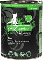 catz finefood Purrrr Pferd Monoproteinų drėgnas ėdalas katėms N° 123, skirtas jautrioms mitybai katėms, 70 % mėsos, 6 x 400 g indeliai