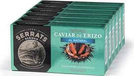 CONSERVAS SERRATS - jūrų ežių ikrai iš Rías de Galicia gamtos - 6 skardinės x 50g (iš viso: 300g) - rankomis atrinkti kiaušiniai - intensyvus skonis - rankų darbo nuo 1890 m.