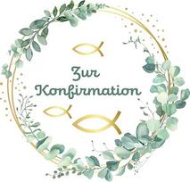 Cukraus viršūnė "Confirmation Eucalyptus" - Valgomoji torto viršūnė, kurios skersmuo 20 cm - torto puošmena "Confirmation Cake" | Valgomoji popierinė viršūnė tortui, tortui ir fondantui