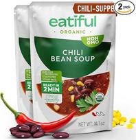 EATIFUL Čili sriuba, paruošta valgyti veganiška čili pupelių sriuba, pagaminta iš ekologiškų daržovių, daržovių, be glitimo, be GMO, 400 g (2 pakuotės)
