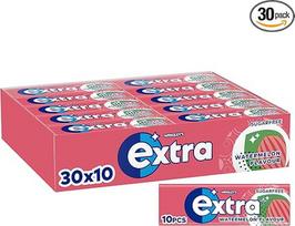 Extra arbūzų skonio kramtomoji guma be cukraus - 10 vnt. pakuotė - 30 x 10 vnt.