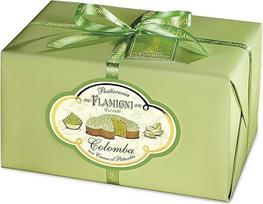 FLAMIGNI Velykinė "Colomba", įdaryta 950 g pistacijų kremo, rankų darbo desertas, minkšta ir švelni tešla, padengta baltuoju šokoladu ir pistacijų grūdeliais, be cukruotų vaisių, pagaminta Italijoje