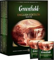 GREENFIELD English Edition | Juodoji arbata | Stipri juodoji arbata pusryčiams | Sudėtyje yra kofeino | Aukštos kokybės arbata | Be glitimo | Košerinė | Ceilono arbata | 100 maišelių