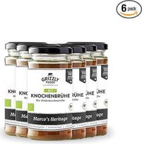 Grizzly Foods - Ekologiškas jautienos kaulų sultinys (6 x 240 ml) - 16 g kolageno stiklinėje - virta 72 valandas - 100 % natūralus - be cukraus, be priedų - vertingos maistinės medžiagos - kaulų sultinys - kaulų sultinys