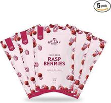Grizzly Foods - šaltyje džiovintos avietės (5 x 30g) - 100% avietės - natūralios ir be priedų - traškus lengvas užkandis - aukščiausios kokybės džiovinti vaisiai - šaltyje džiovintos avietės