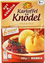 Gut & Günstig Bulvių koldūnai Half & Half 200 g Smulkūs koldūnai iš bulvių Paruošti valgiai Idealiai tinka kaip garnyras kepimui, mėsos patiekalams, šventiniai koldūnai, 6 koldūnai kepimo maišelyje
