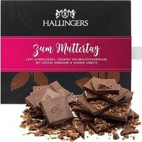 Hallingers Genuss Manufaktur Šokolado dovana Motinos ir Tėvo dienai - valdybos Motinos dienos dovana Pilno pieno elegantiška kakava su avietėmis ir kalkėmis, rankų darbo mamai, dovanų pakuotė "Zum Muttertag"