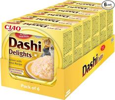 INABA Dashi Delights drėgnas maistas katėms, 100% natūrali vištiena, be grūdų, be cukraus, be dirbtinių skonių, 86% drėgnumo, aukščiausios kokybės skanėstai katėms sultinyje, 70 g (pakuotė po 6 vnt.)