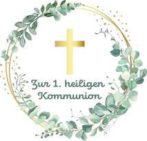 Komunijos cukraus viršūnė Eukaliptas - Valgomasis torto viršūnės skersmuo 20 cm - Komunijos torto puošmena | Valgomojo popieriaus viršūnė tortui, tortui ir fondantui