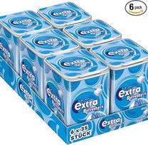 Kramtomoji guma "Extra Refreshers", be cukraus, pipirmėčių kramtomoji guma, 6 x 35 dražė, didmeninė kramtomosios gumos pakuotė, ksilitolio kramtomoji guma be cukraus, su mėtų gaiva (210 dražė)