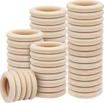 Kurtzy 50 x mediniai žiedai amatams, skersmuo 58 mm, išorė, medinių žiedų rinkinys iš natūralaus medžio, neapdoroti, amatininkų žiedai "pasidaryk pats" dekoracijoms, mobilieji papuošalai, 50 vnt., užuolaidų žiedai, mediniai