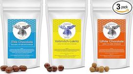 Lakrids Knud | 3 degustacinių saldymedžio rinkinių pakuotė - saldymedis, padengtas šokoladu - baltasis šokoladas ir pieniškas šokoladas - sūrus saldymedis