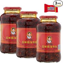 Lao Gan Ma skrudintų aitriųjų paprikų pasta, 3 x 700 g, skrudintų aitriųjų paprikų pasta, traškios aitriosios paprikos, traškios aitriosios paprikos aliejuje, skrudintų aitriųjų paprikų dribsniai su Zsechuan pipirais, su "Tony's Chocolonely" šokoladiniu b