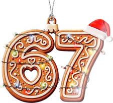 Lebkuchen-Zahlen-Ornament - 67 Kekse - Weihnachtsbeleuchtung Süßigkeiten Dekor | Lustiges Alter Geschenk - Weihnachtsdekoration 2025 - weißer Elefant Geschenke - Weihnachtsbaum lustige Dekoration