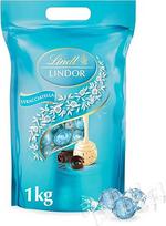 Lindt LINDOR Stracciatella šokolado rutuliukai, 1 kg maišelis, sandarus, apie 80 baltojo šokolado su kakavos drožlėmis, masinė pakuotė, dovana su pralinijomis, šokolado dovana