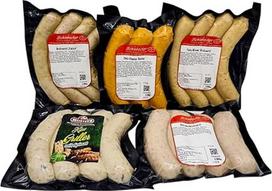 Meisters Grill-Lieblinge | 5 rūšių dešrelės su čili, mocarelos, fetos, edamo, laukinių česnakų ir kumpio įdaru | Grilio pakuotė "Bratwurst" su BBQ dešrelėmis degustacinėje pakuotėje