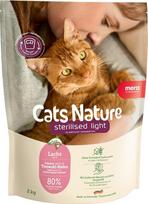 MERA Cats Nature Sterilised/Light Salmon Cat Food Dry 2 kg sterilizuotoms/kastruotoms katėms, be grūdų ir cukraus, mažai riebalų turintis, daug mėsos turintis sausas kačių maistas