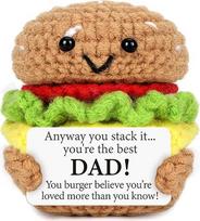 Mini Dad Geschenke zum Vatertag Niedlicher handgefertigter Häkel-Burger für Vater Ehemann Neuer Papa Bonus Stiefväter Erstvater Vatertag Geburtstag Geschenk Korb von Tochter Sohn Frau Bester Papa
