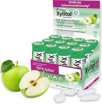miradent Xylitol Dental Care kramtomosios gumos Apple Display Pack of 12 | gaivus skonis | be cukraus | veganiška | profilaktinė priemonė nuo ėduonies | tinka keliaujant