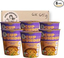 Miss Mineva's Cup Miracle - Mango Curry su ryžiais | 100% natūralus, fermentuotas, daug baltymų ir veganiškas | Be pramoninio cukraus | Be dirbtinių priedų | Paruoštas maistas su ryžiais | 6 × 65 g
