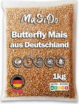 MSD MaSiDo MaSiDo Premium Popcorn kukurūzai iš Vokietijos, Butterfly kukurūzų laikymo pakuotė, be GMO, veganiški, be glitimo, be laktozės (1 kg pakuotė)