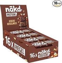 Nākd. Protein Cocoa Hazelnut | Protein Bar | 7 g augalinių baltymų | 100% natūralūs ingredientai | Be pridėtinio cukraus | Vegan | 16 x 45 g | 720 g