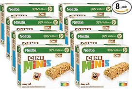 NESTLÉ CINI MINIS batonėliai su cinamono skoniu, traškūs užkandžiai su pilno grūdo kviečiais ir kalciu, 8 vnt. (4 x 25 g)