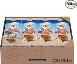 Nestle Coffee mate Kaffeesahne, Hafermilch, Natürlicher Vanillegeschmack, flüssiger Milchkännchen, pflanzlich, nicht milchfrei, keine Kühlung, 11,1 ml Dosen (200 Stück)