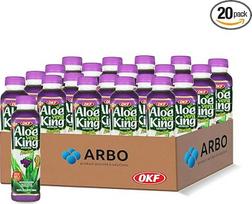 OKF Aloe Vera Grape 20 x 500 ml - alavijo gėrimas su 30 % alavijo ir vaisių gabalėliais - vynuogių skonio - veganiškas, vaisinis ir gaivinantis - originalus iš Korėjos