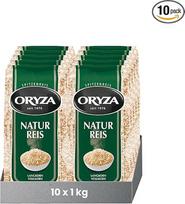 ORYZA Natūralūs ryžiai 1 kg, 10 vnt. (10 x 1 kg), ilgagrūdžiai ryžiai, pilno grūdo ryžiai, rudieji ryžiai, veganiški, natūraliai be glitimo