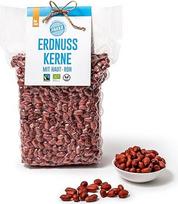 PAKKA - Ekologiški Fairtrade Premium žaliaviniai žemės riešutų branduoliai su raudona odele 1 kg, ekologiški žaliaviniai maistiniai viso grūdo žemės riešutai su raudona odele tiesiai iš smulkių ūkininkų iš Samarkando, Uzbekistano, veganiški, šeimyninė pak
