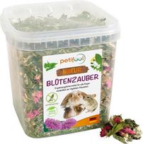 petifool Blütenzauber (gėlių magija), 360 g, papildomas pašaras graužikams, natūralus pašaras triušiams, jūrų kiaulytėms, žiurkėnams, žiurkėnams, šinšiloms ir kitiems graužikams, be dirbtinių priedų, 100 % natūralus, rūšiai tinkamas pašaras