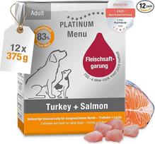 PLATINUM - Meniu suaugusiems šunims skirtas maistas iš mėsos sulčių - 12 x 375 g maistingų medžiagų turtingas kaip barščiai maistas - ypač sultingas mažiems ir dideliems šunims - be BPA, išbandytas Vokietijoje