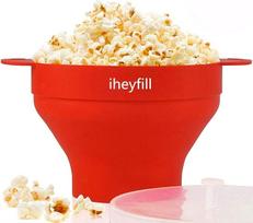 Popcorn Popper, mikrobangų krosnelės silikoninis popkornų gaminimo įrenginys, sulankstomas dubuo su rankenomis
