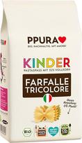 PPURA Ekologiški makaronai vaikams "Farfalle Tricolore" 500 g - ekologiški "Farfalle" makaronai su 32 % viso grūdo grūdų, pagaminti Italijoje, be cukraus, priedų ir dažiklių, tradiciškai pagaminti ir tausiai supakuoti