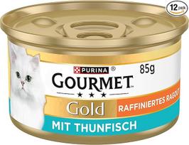 PURINA GOURMET Gold Refined Ragout Wet Cat Food, įvairių rūšių, 12 pakuočių (12 x 85 g)
