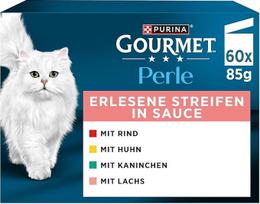 PURINA GOURMET Perle Exquisite Stripes Šlapias kačių maistas, 60 pakuočių (60 x 85 g), vienkartinis