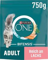 PURINA ONE Bifensis suaugusių kačių sausas maistas, gausus lašišos, 6 vnt. (6 x 750 g)